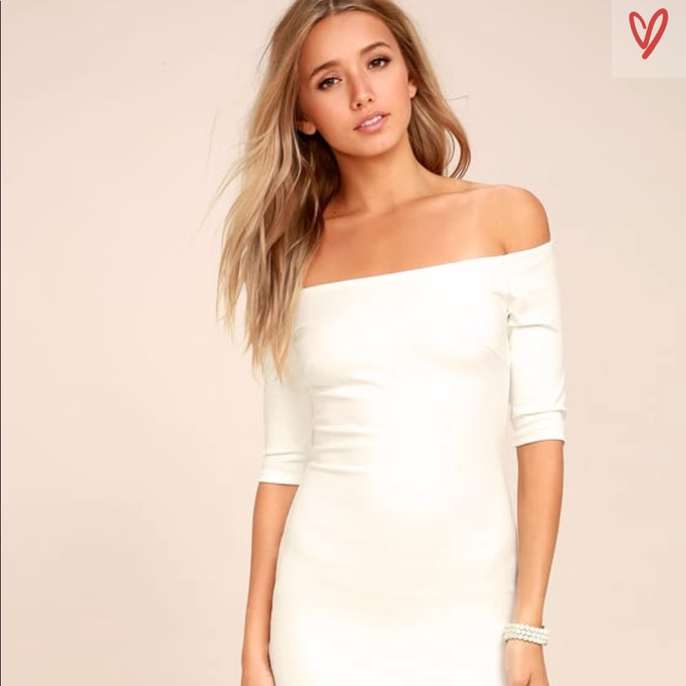 Off the shoulder ivory midi dress